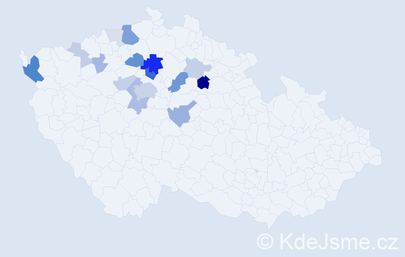 Příjmení: 'Jindráčková', počet výskytů 57 v celé ČR