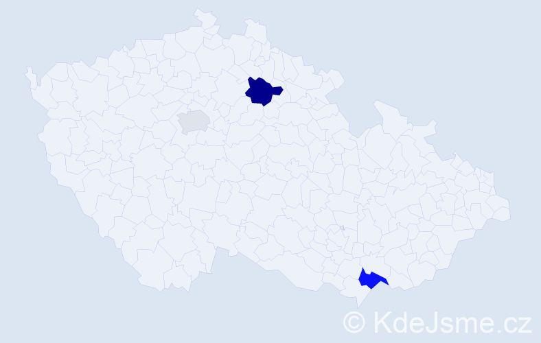 Příjmení: 'Dubas', počet výskytů 5 v celé ČR