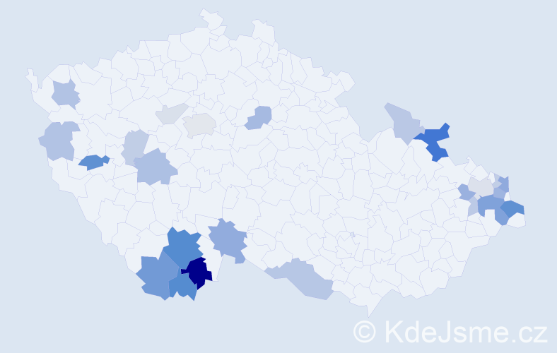 Příjmení: 'Belešová', počet výskytů 65 v celé ČR