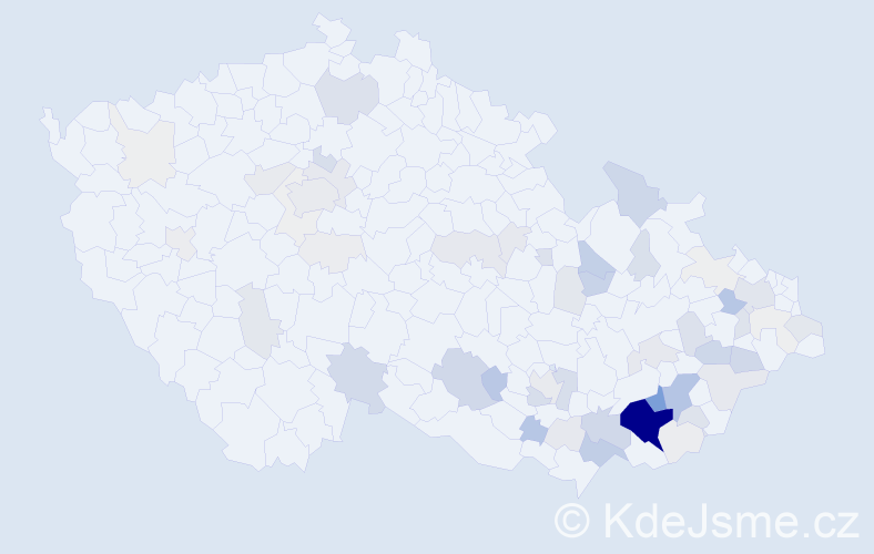 Příjmení: 'Kaňovský', počet výskytů 245 v celé ČR