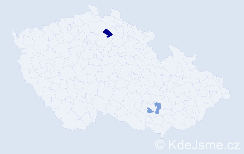 Příjmení: 'Cangár', počet výskytů 2 v celé ČR