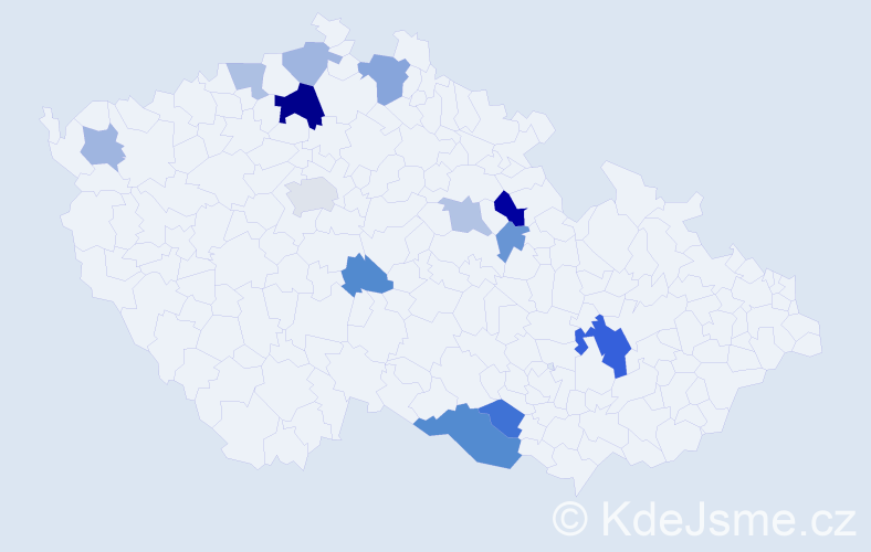 Příjmení: 'Ducká', počet výskytů 25 v celé ČR