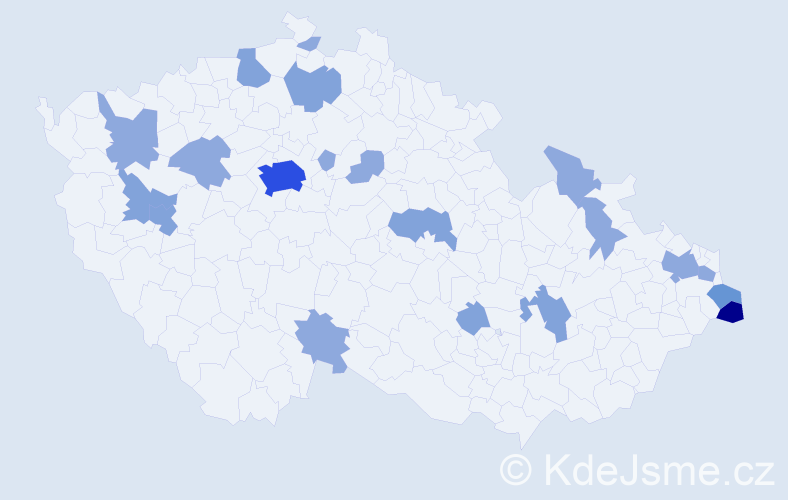 Příjmení: 'Kulik', počet výskytů 40 v celé ČR