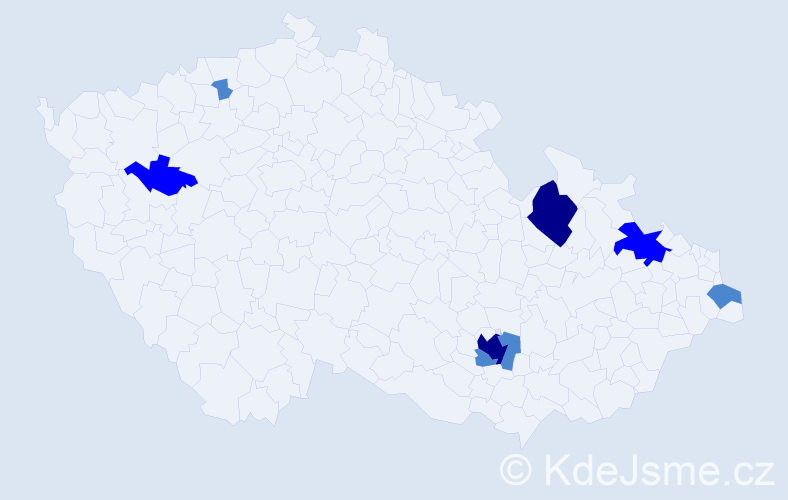 Příjmení: 'Janech', počet výskytů 13 v celé ČR