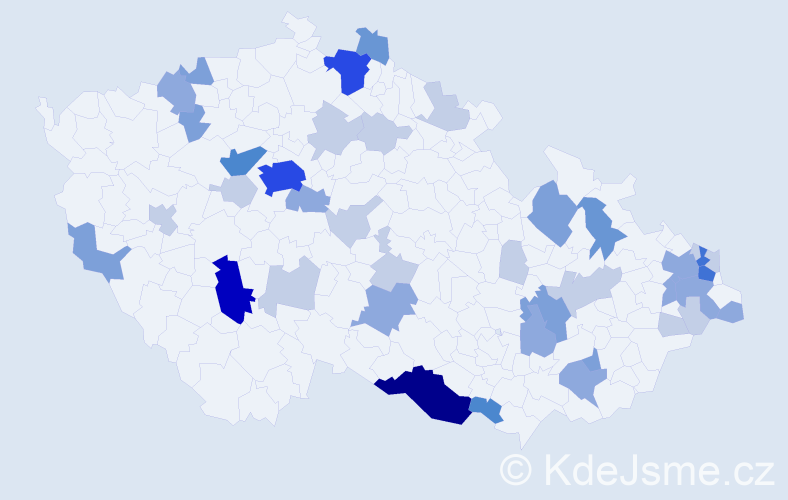 Příjmení: 'Kochanová', počet výskytů 115 v celé ČR