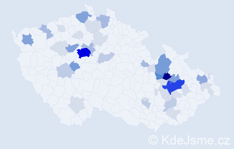 Příjmení: 'Wiedermannová', počet výskytů 136 v celé ČR