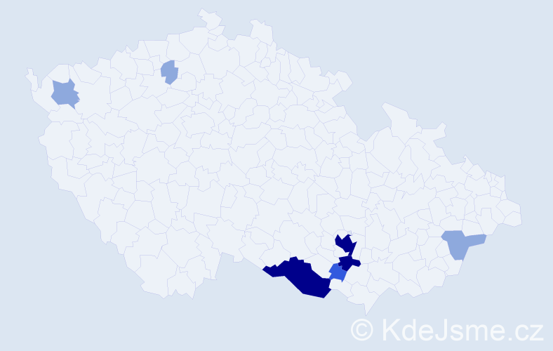 Příjmení: 'Spáčal', počet výskytů 21 v celé ČR