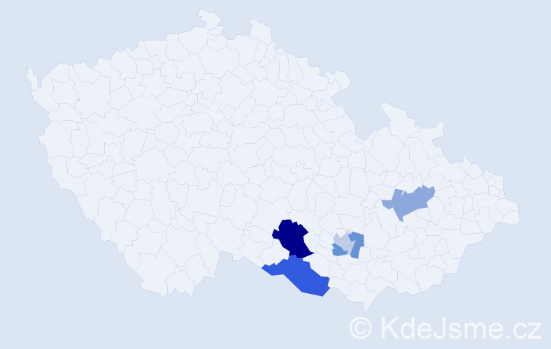 Příjmení: 'Korydková', počet výskytů 8 v celé ČR