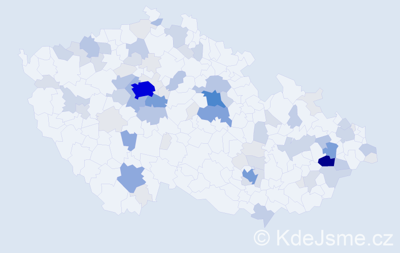 Příjmení: 'Kabeláč', počet výskytů 300 v celé ČR