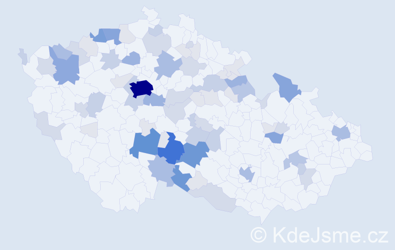 Příjmení: 'Kejval', počet výskytů 255 v celé ČR