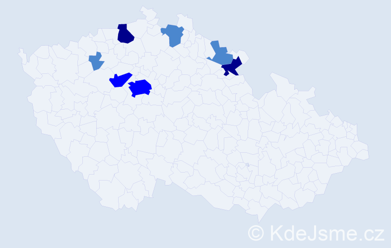 Příjmení: 'Prachatická', počet výskytů 13 v celé ČR