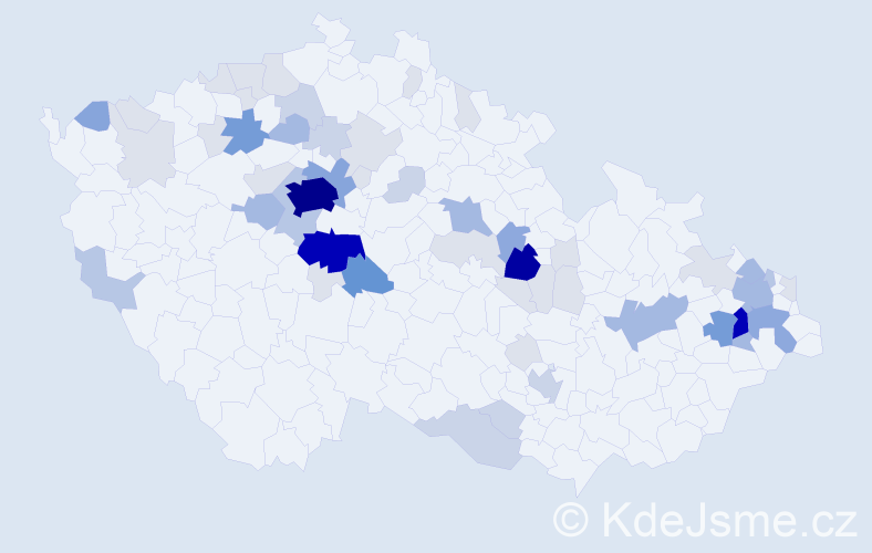 Příjmení: 'Kladiva', počet výskytů 217 v celé ČR