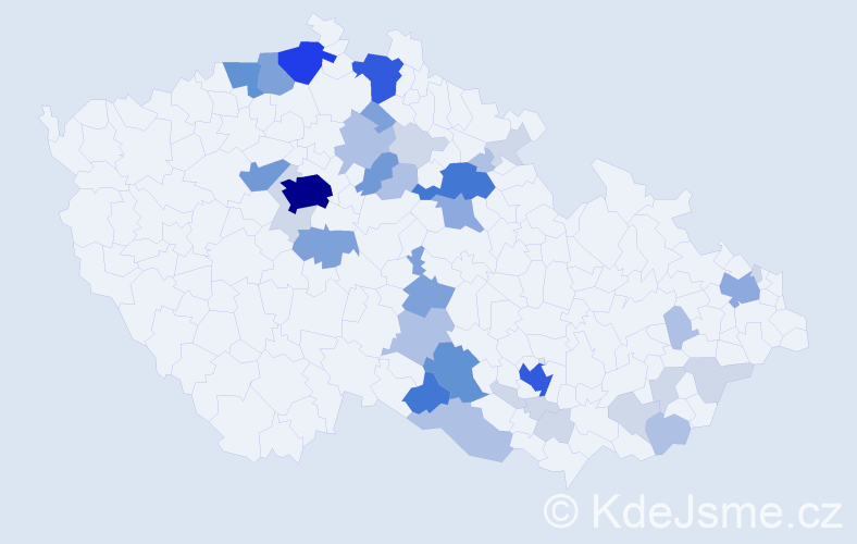 Příjmení: 'Kračmar', počet výskytů 127 v celé ČR
