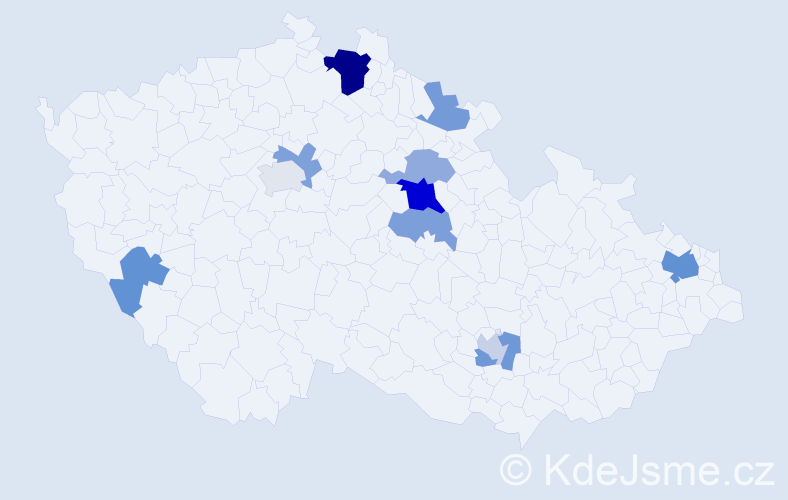 Příjmení: 'Mičicová', počet výskytů 21 v celé ČR