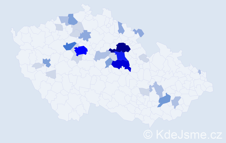 Příjmení: 'Labuť', počet výskytů 104 v celé ČR