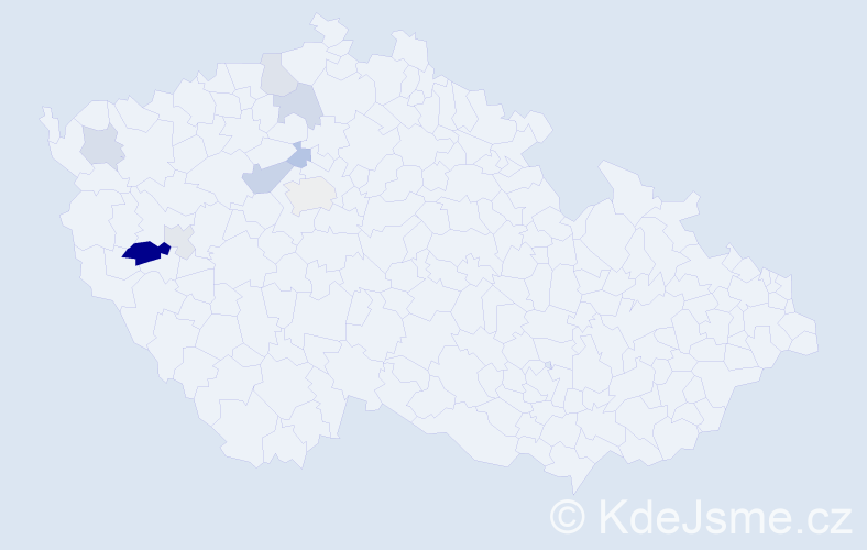 Příjmení: 'Vávrovec', počet výskytů 14 v celé ČR
