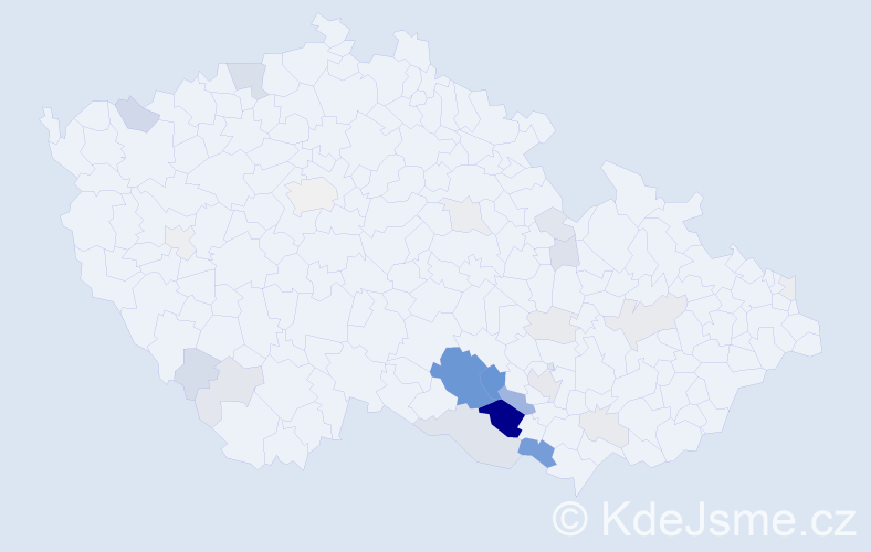 Příjmení: 'Tručka', počet výskytů 88 v celé ČR