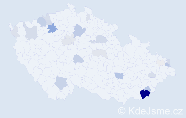Příjmení: 'Orlovská', počet výskytů 74 v celé ČR