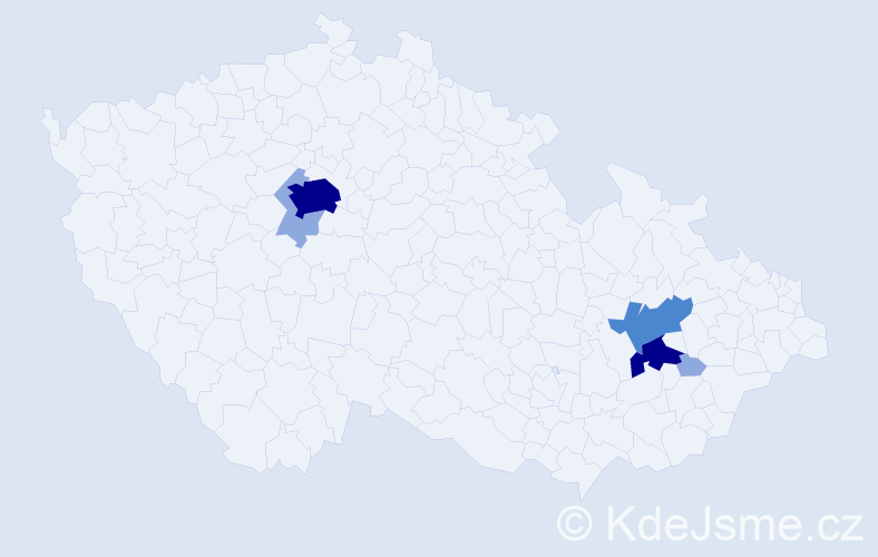 Příjmení: 'Hybenová', počet výskytů 14 v celé ČR