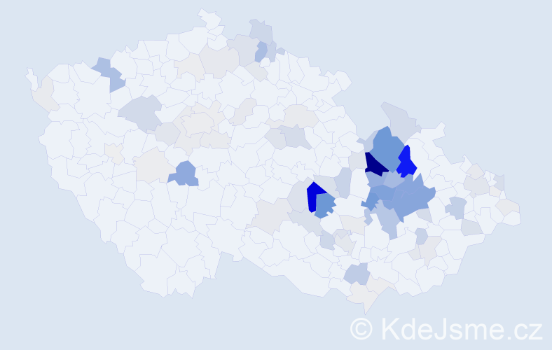 Příjmení: 'Žváčková', počet výskytů 297 v celé ČR