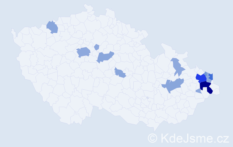 Příjmení: 'Šimoňák', počet výskytů 37 v celé ČR