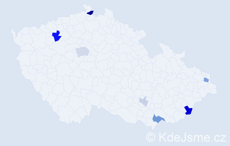 Příjmení: 'Tomeková', počet výskytů 8 v celé ČR
