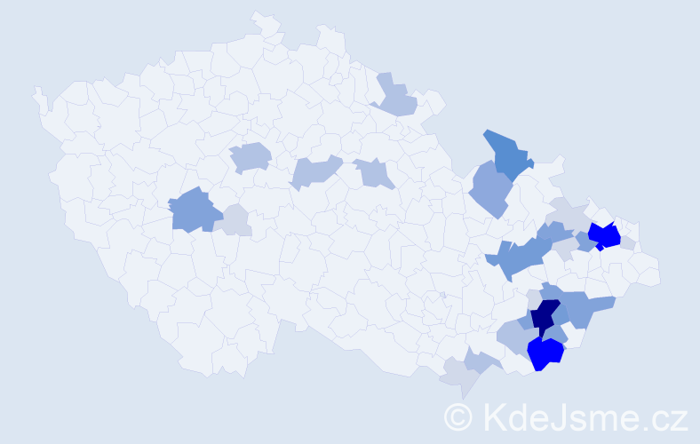 Příjmení: 'Hefková', počet výskytů 106 v celé ČR