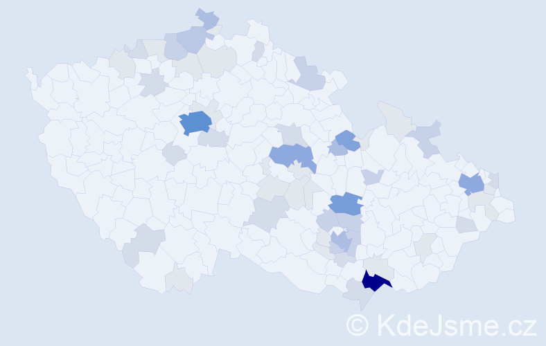 Příjmení: 'Budiš', počet výskytů 168 v celé ČR