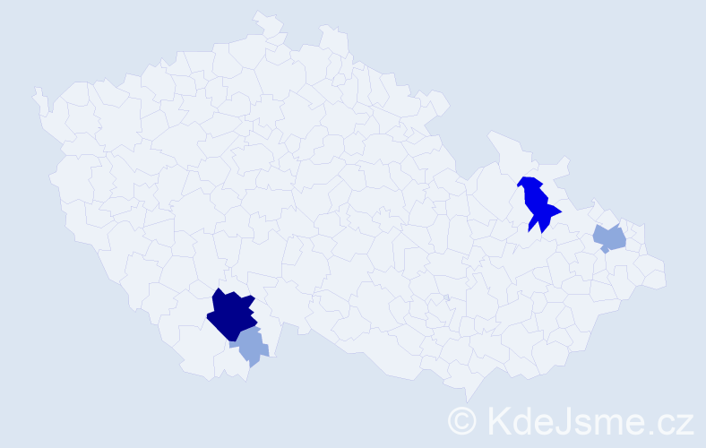Příjmení: 'Falušiová', počet výskytů 13 v celé ČR
