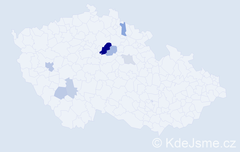 Příjmení: 'Kelymanová', počet výskytů 16 v celé ČR