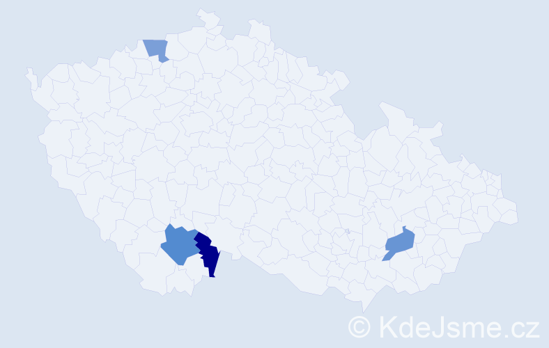 Příjmení: 'Kačányová', počet výskytů 5 v celé ČR