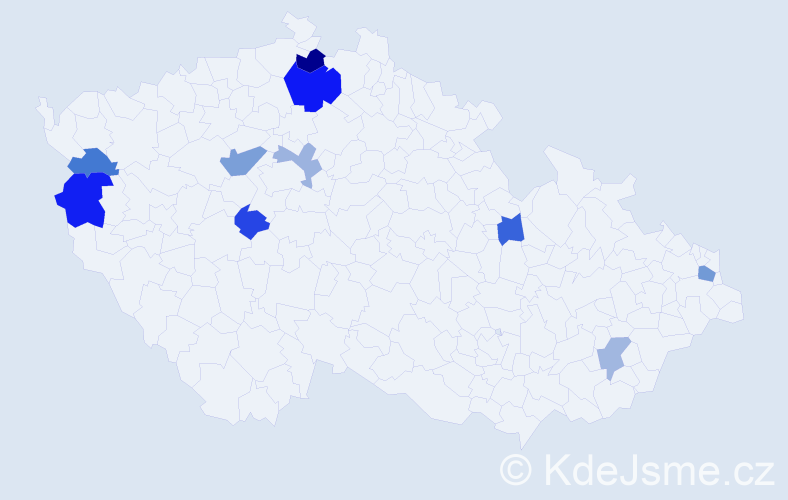 Příjmení: 'Stojová', počet výskytů 17 v celé ČR