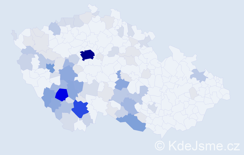 Příjmení: 'Bártíková', počet výskytů 278 v celé ČR