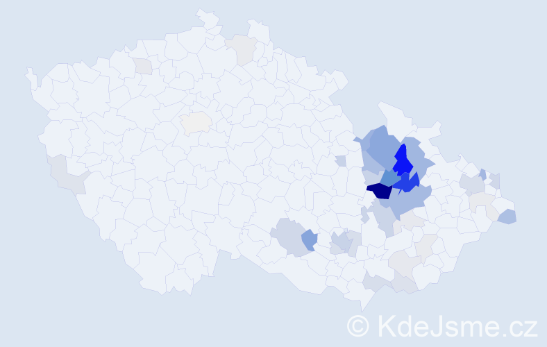 Příjmení: 'Čiklová', počet výskytů 118 v celé ČR