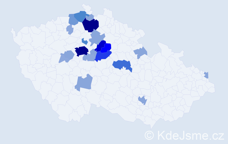 Příjmení: 'Vejtrubová', počet výskytů 74 v celé ČR