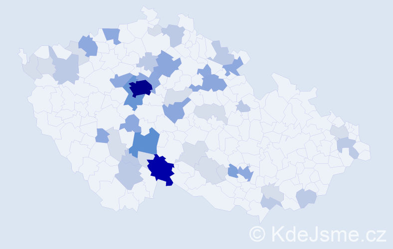Příjmení: 'Pragerová', počet výskytů 129 v celé ČR