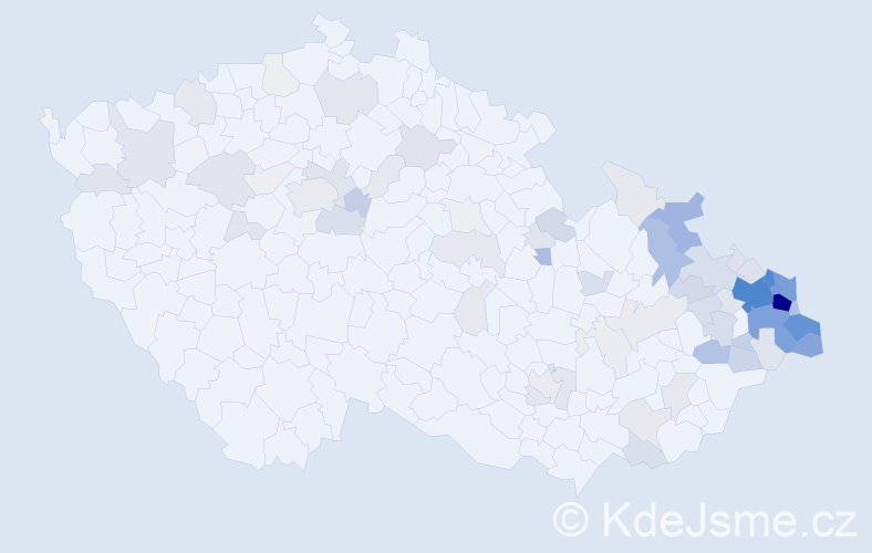 Příjmení: 'Bystroňová', počet výskytů 421 v celé ČR