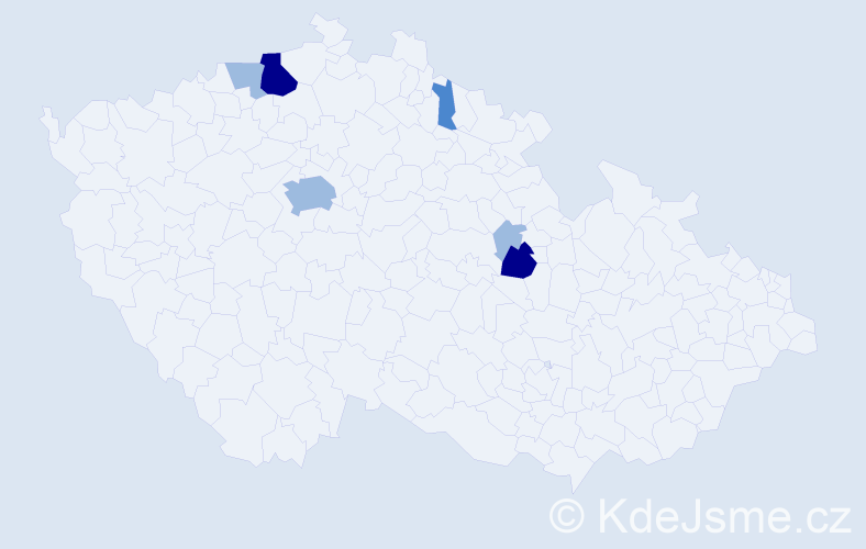 Příjmení: 'Skřiváčková', počet výskytů 13 v celé ČR