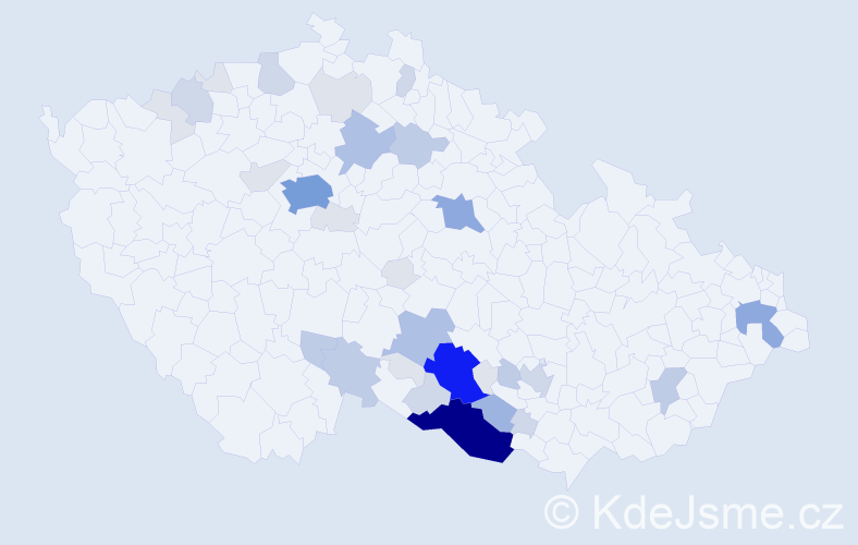 Příjmení: 'Čapounová', počet výskytů 121 v celé ČR