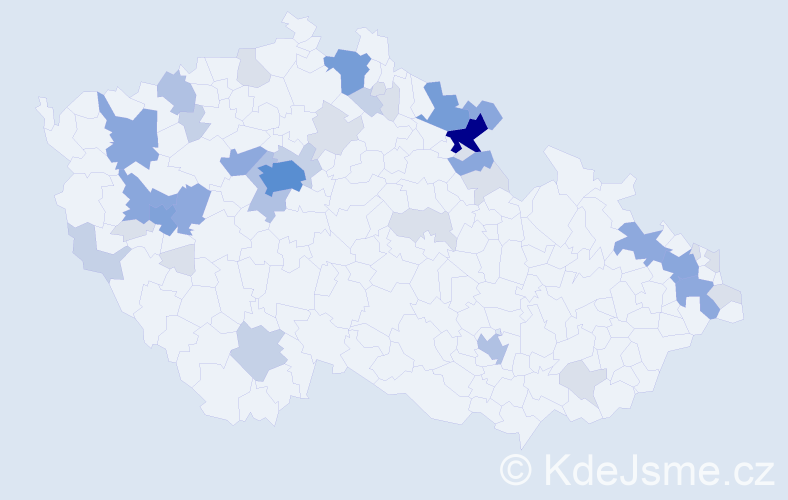 Příjmení: 'Meierová', počet výskytů 126 v celé ČR