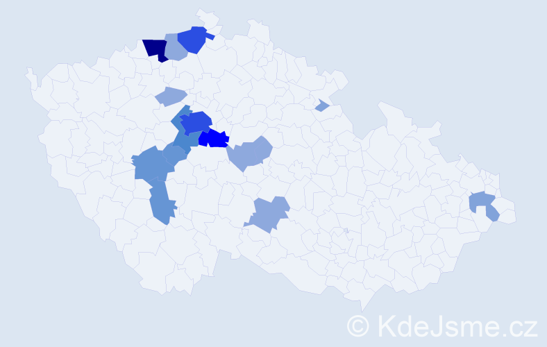 Příjmení: 'Kunteová', počet výskytů 46 v celé ČR