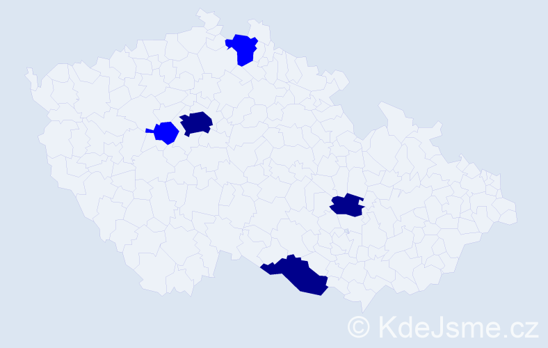 Příjmení: 'Prochazka', počet výskytů 8 v celé ČR