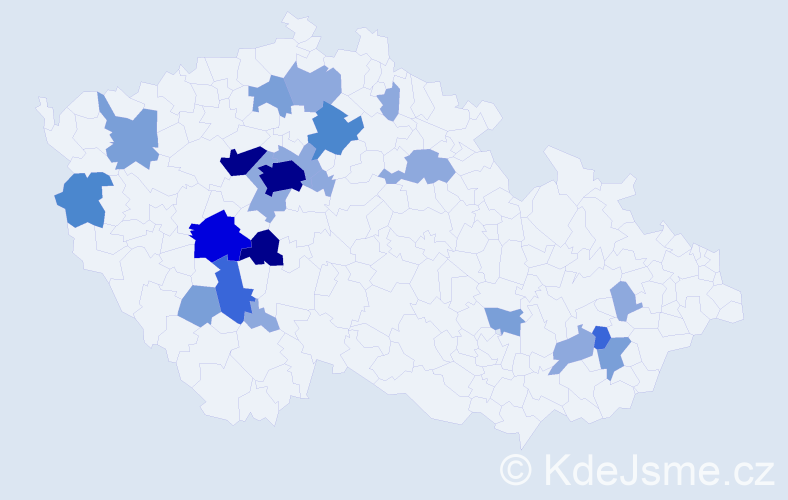 Příjmení: 'Hodoušová', počet výskytů 60 v celé ČR