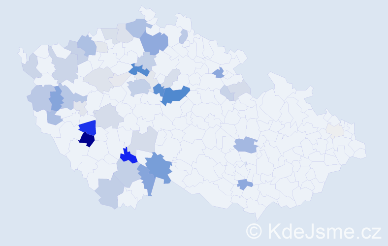 Příjmení: 'Cikán', počet výskytů 161 v celé ČR