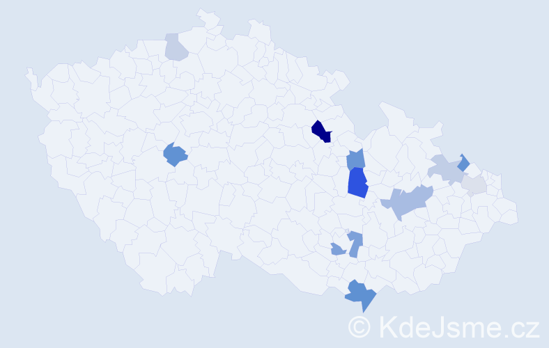 Příjmení: 'Csontos', počet výskytů 18 v celé ČR
