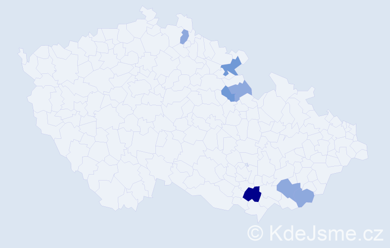 Příjmení: 'Klecandrová', počet výskytů 14 v celé ČR