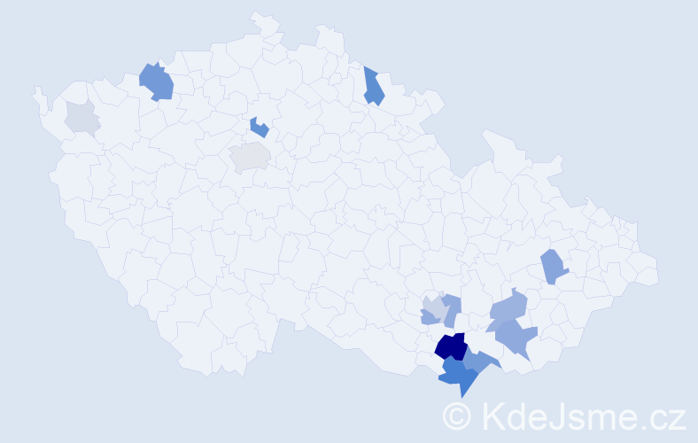 Příjmení: 'Kostrhunová', počet výskytů 57 v celé ČR