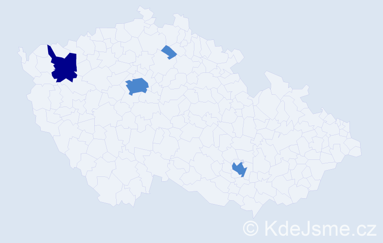 Příjmení: 'Ludas', počet výskytů 6 v celé ČR