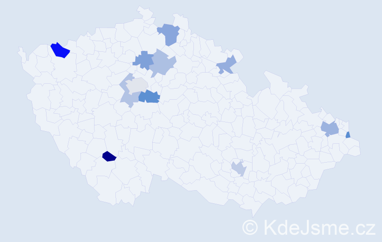 Příjmení: 'Frindt', počet výskytů 19 v celé ČR
