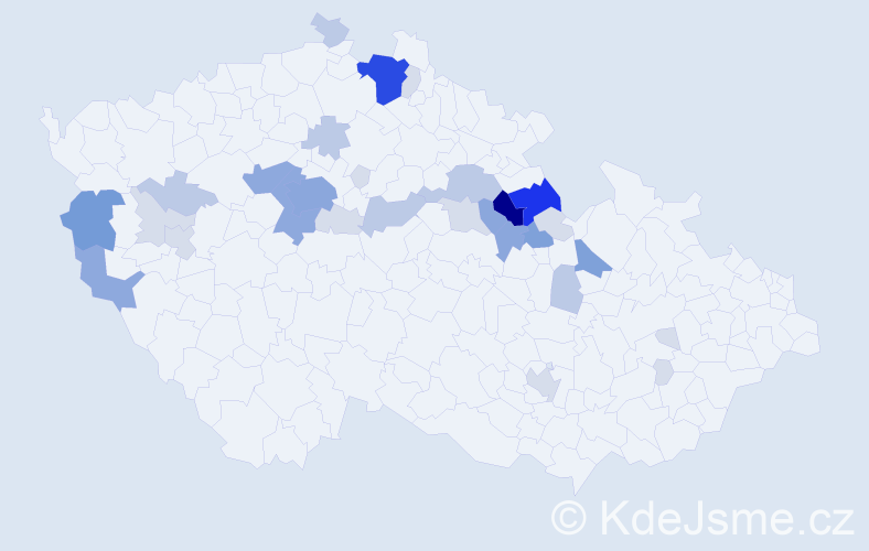 Příjmení: 'Hudousek', počet výskytů 103 v celé ČR